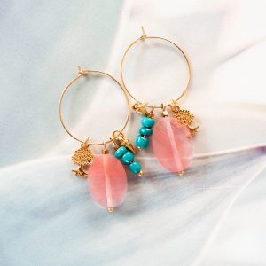 Oorbellen edelsteen Roze kwarts