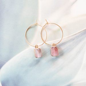 Hoop Oorbellen rose kwarts