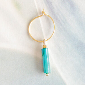 Turquoise schelp tube oorbel los